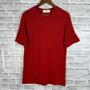 Sheep Inc Mens MEDIUM Ultra-Fine Merino Wool Knit T-Shirt Red Traceable Portugal